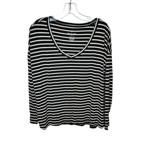 American Eagle Soft & Sexy Long Sleeve Shirt Striped Grey White Stretchy Medium